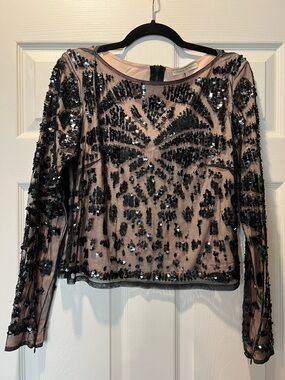 Sequined Long-Sleeve Top